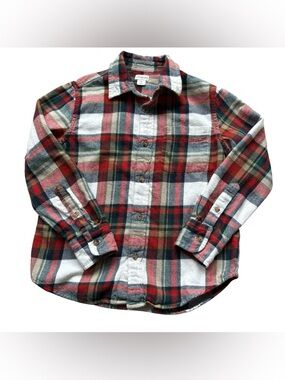 Crewcuts Plaid Flannel Shirt Red Green White Boys 8 Holiday Christmas Classic